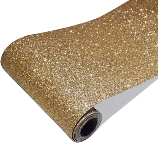 CRE8TIVE Champagne Gold Glitter Wallpaper Border Peel and Stick Wall Border