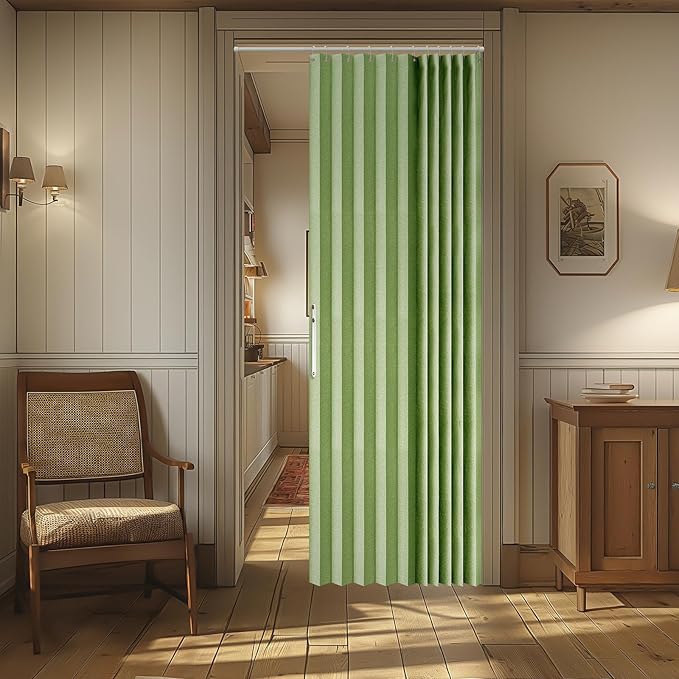 AJAZZ 100% Blackout Magnetic Door Curtain Accordion Doors Interior Folding
