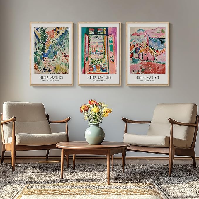 Framed Matisse Wall Art, 3 Piece Large Canvas Abstract Art Prints