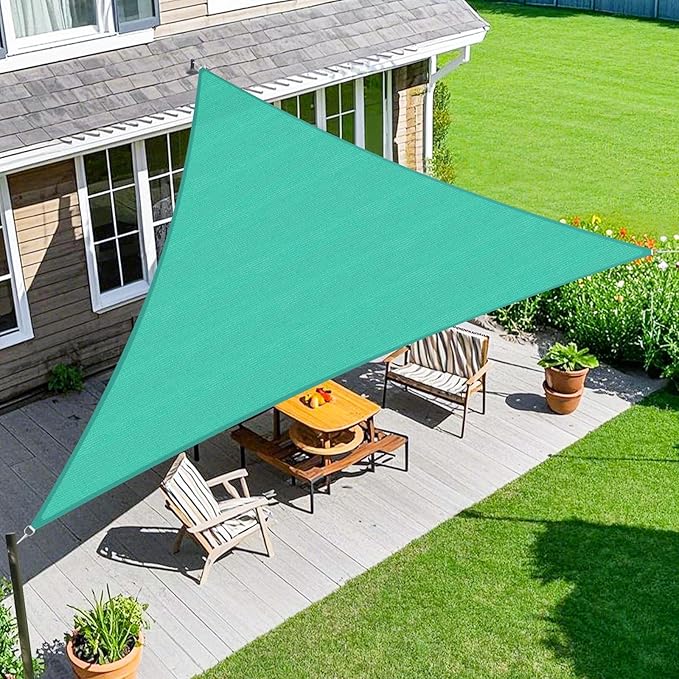 Amagenix Sun Shade Sail 6'X6'X6' Curved Edge Outdoor Shade Canopy Turquoise Breathable 95% UV Block Shade Cloth for Patio Garden Backyard (We Make Custom Size)