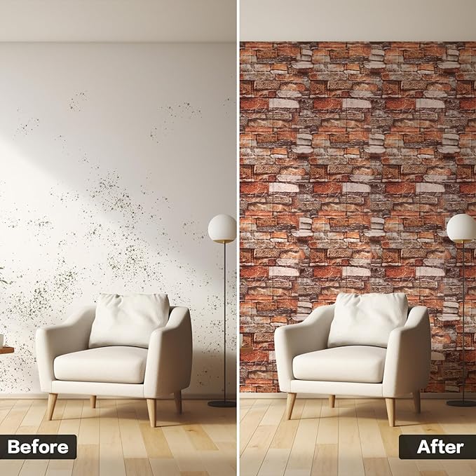 20PCS 3D Wall Panels Peel and Stick Foam, Self-Adhesive Decorative 3D Brick