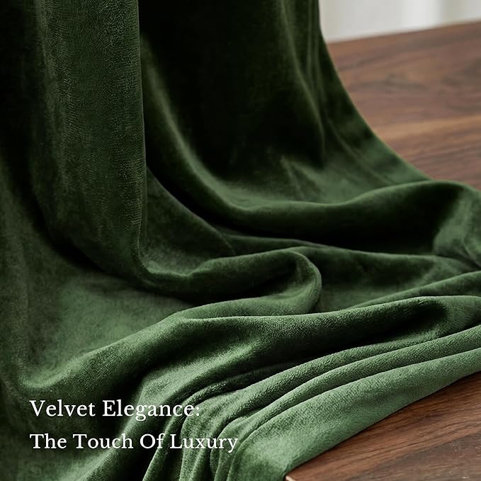 NICETOWN Olive Green Velvet Valance Curtains