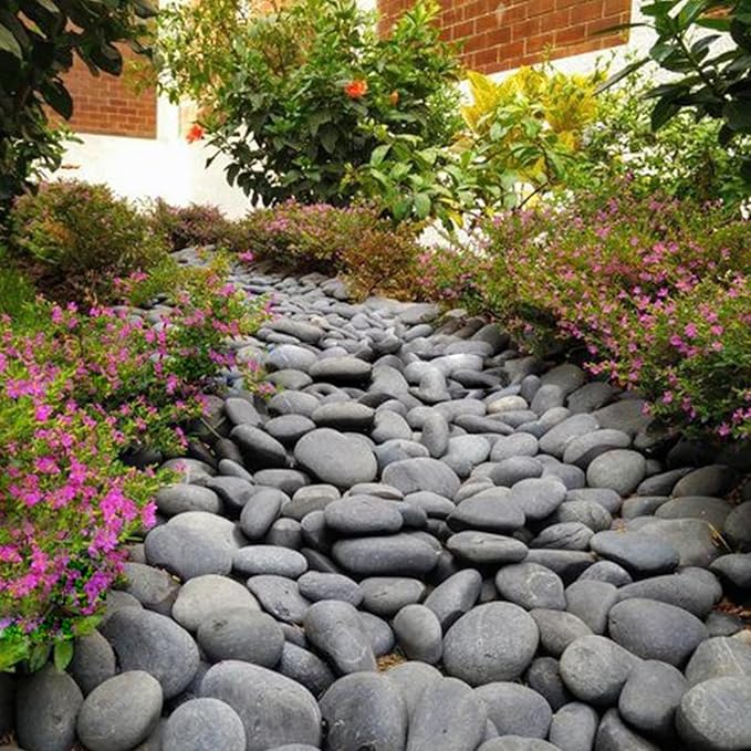 FANTIAN 10 Pounds Black River Rocks, 3-4 Inch Black Stones Pebbles for Plants, Landscaping, Garden, Aquarium, Backyard and Indoor Water Fountains