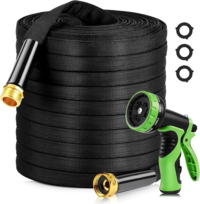 75FT Non-Expandable Garden Hose Lightweight Flexible Water Hose With Sprayer Nozzle High Pressure Kink Resistant & Leakproof Durable Portable For Yard Garden Lawn