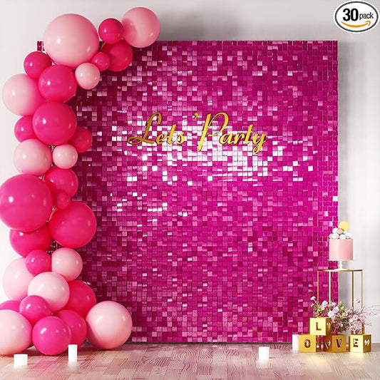 COKAOBE Hot Pink Shimmer Wall Backdrop, Photo Backdrops