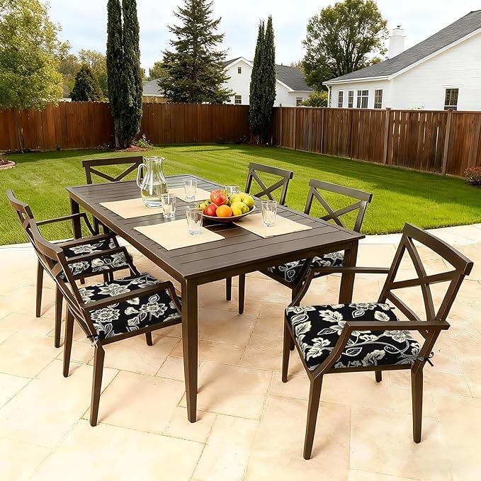 LVTXIII Outdoor Seat Cushions Set of 4 Square Corner Chair Cushions with Ties, Patio Chair Pads for Home Office and Patio Garden Furniture Decoration 19"x19"x2", Elegant Vines Black