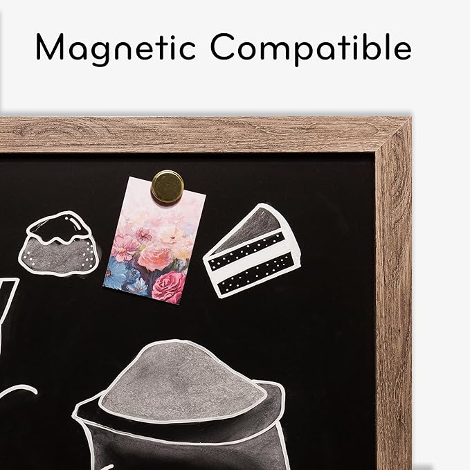 U Brands Magnetic Chalkboard, Rustic Wood Frame, Premium Matte Surface