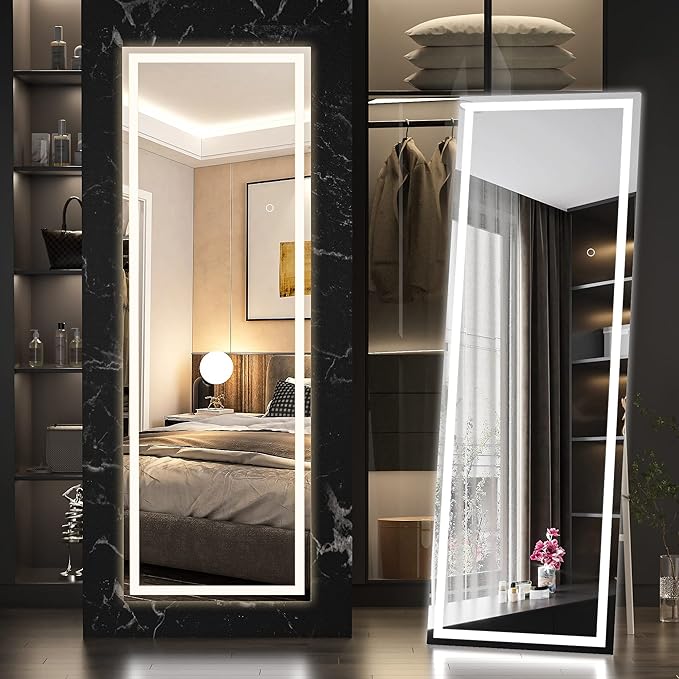 Hasipu Full Length Mirror with Lights, Full Body Dressing Standing, Hanging