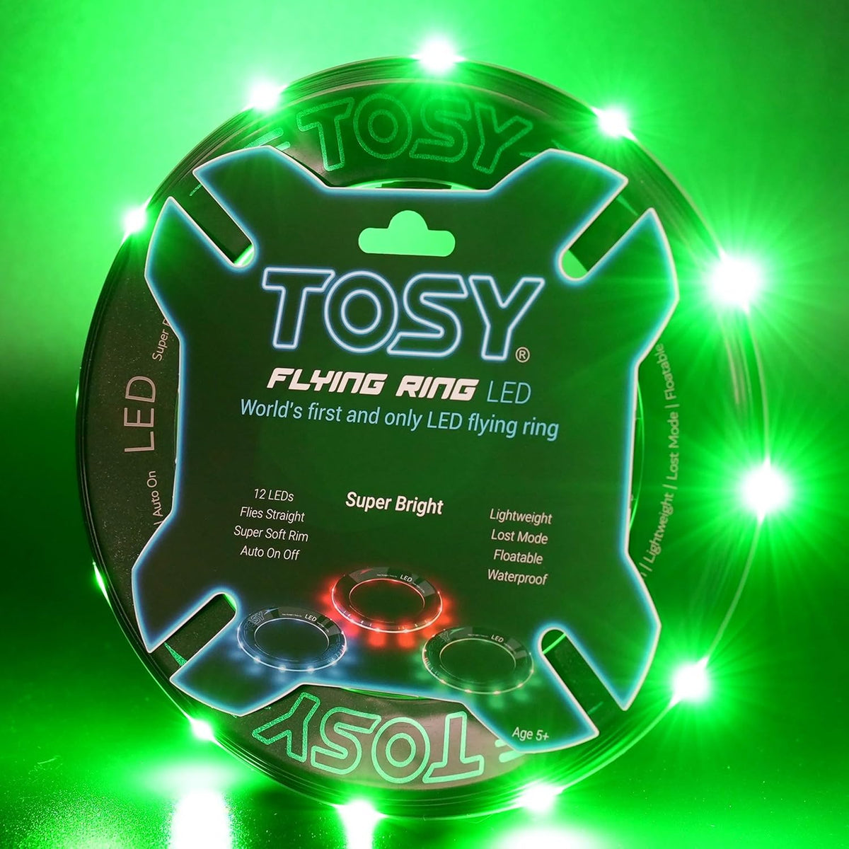 TOSY Flying Ring Bundle - 3 Colors (Blue, Green, Red) - Super Bright 12 LEDs for Ultimate Fun