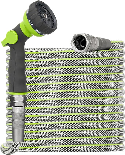 75 FT Non-Expandable Garden Hose – Flexible Heavy Duty Hose for Large Yards & Driveways, 1/2" ID, 3/4" Swivel Fittings, Kink & Leak Resistant