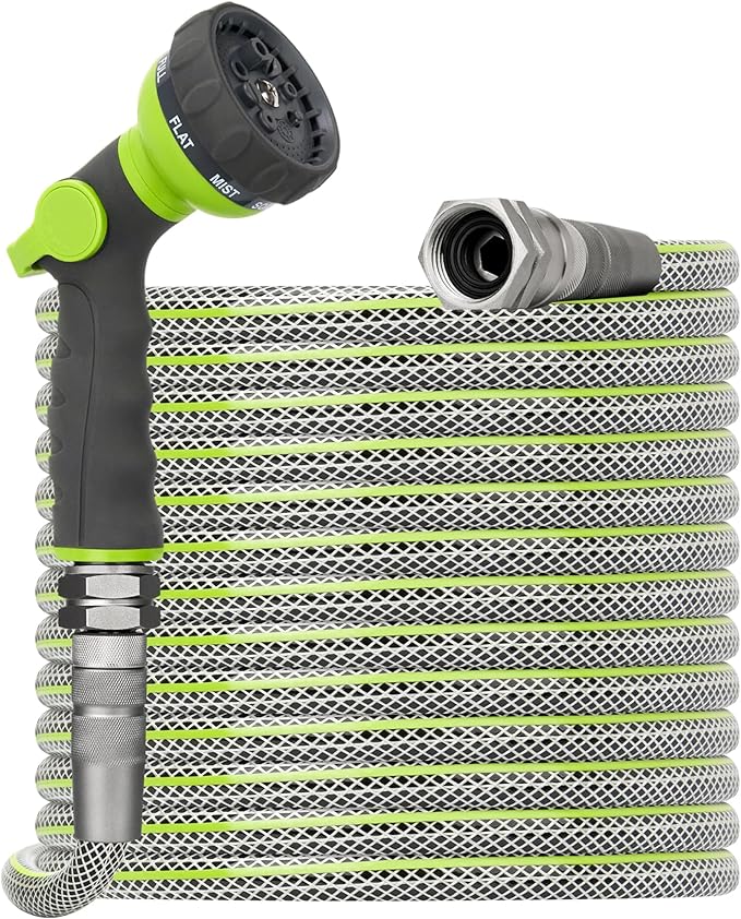 50 FT Non-Expandable Garden Hose – Heavy Duty Flexible Water Hose for Home & Yard Use, 1/2" ID, 3/4" Solid Swivel Fittings, Kink & Leak Resistant