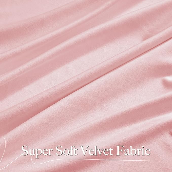 NICETOWN Baby Pink Velvet Curtains 84 inch Long 2 Panels