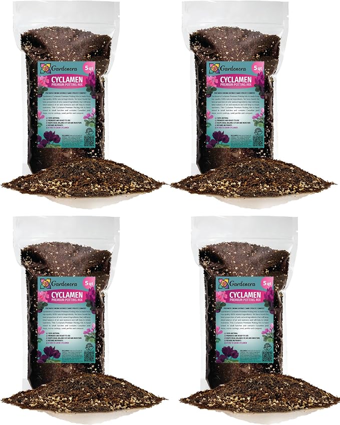 Gardenera Premium Cyclamen Potting Soil Mix - Perfect Balance of Nutrients, Drainage, and Aeration for Thriving Blooms - 20 Quart