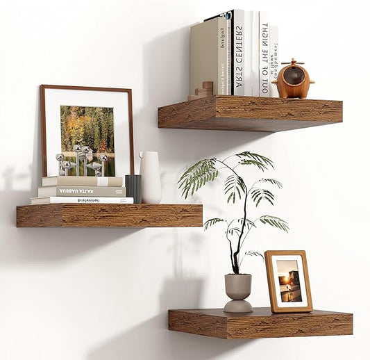 Square Floating Shelves for Wall 12"W x 12"D x 1.4"H, Small Engineered Wood