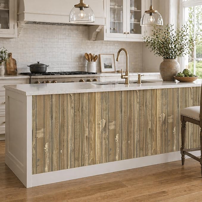 VEELIKE Weathered Wood Slat Wall Panels Peel and Stick Reclaimed Wood Grain