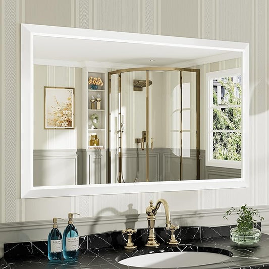 48x30 Inch White Bathroom Mirror
