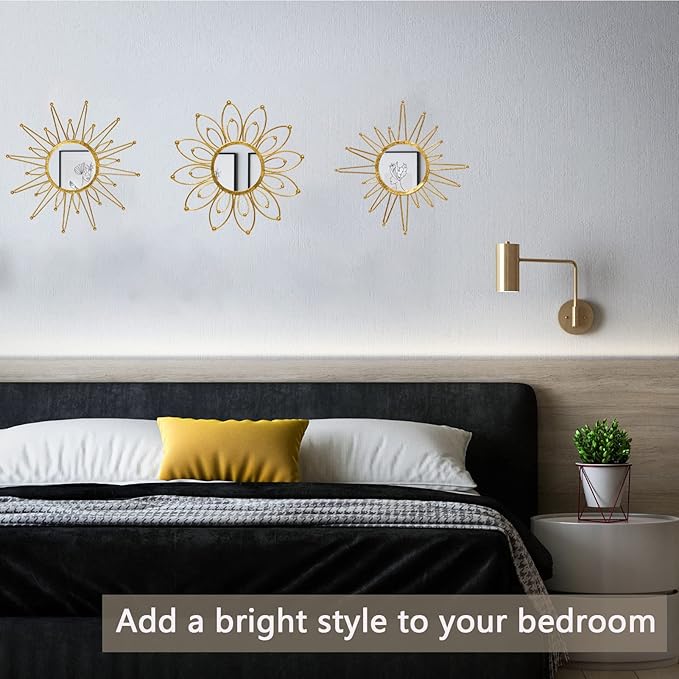 Mirror Wall Decor Gold Mirrors for Wall Metal Sunburst Mirrors Home Decoration