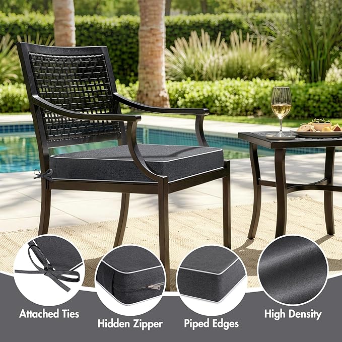 MIULEE Grey Outdoor Bench Cushion Set of 1, 48x18x3 Inch Waterproof Patio Seat Cushions for Swing and Outdoor Furniture Couch Sofa, 3 Year Color Fastness High Density Foam with Adjustable Ties