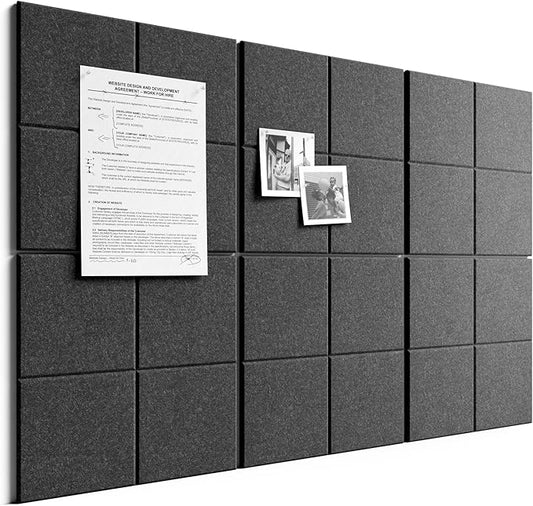 Bumusty Large Felt Bulletin Board, 30 Push Pins, 40 Adhesive Tabs, Charcoal Gray