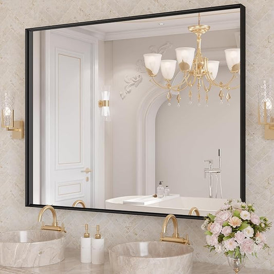 LOAAO Black Bathroom Mirror 40"X32"