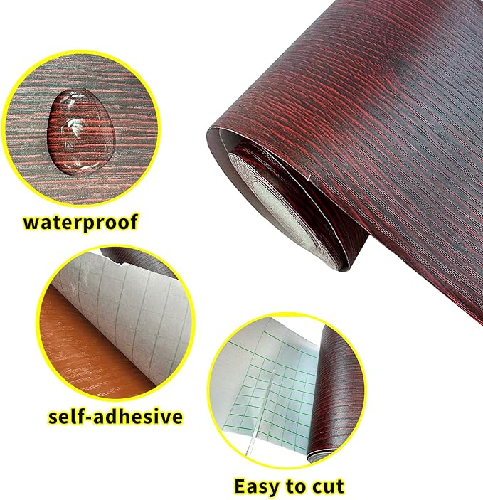 Teemall 10M Black Wood Grain Removable PVC Waterproof Border Wall Decor