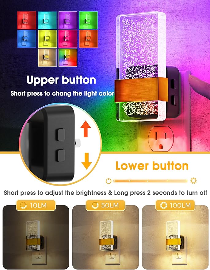 L LOHAS LED Night Lights Plug Into Wall, Color Changing Night Light