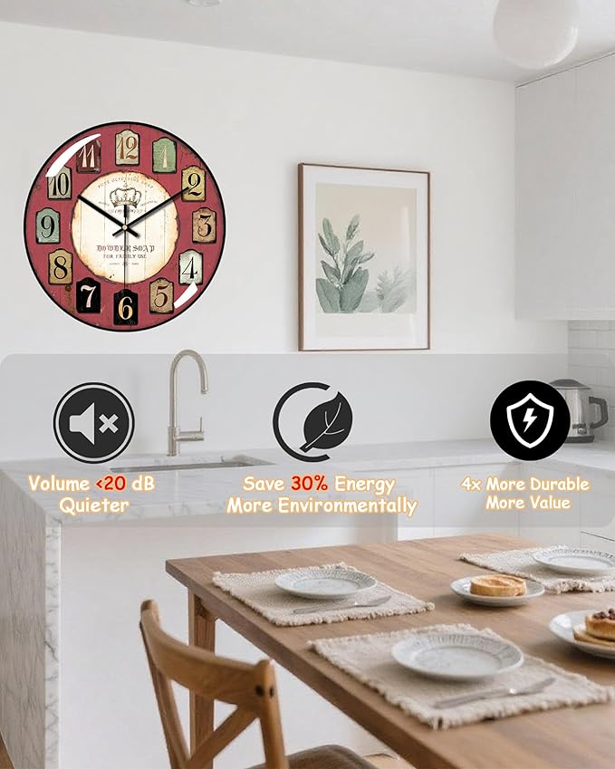 Decorative Wall Clocks Batterys Operated, Retro Wall Clock