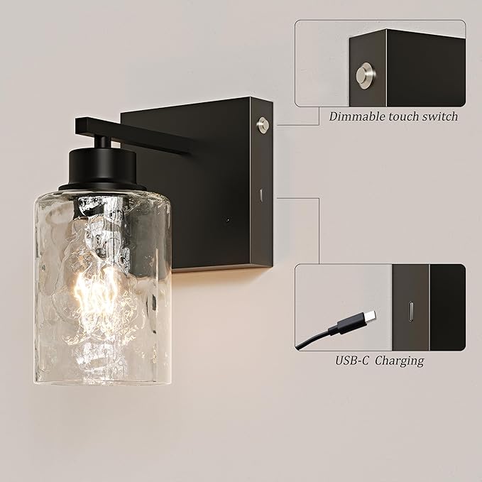 Rayogale Battery Operated Wall Sconce Set of 2, Easy Install Dimmable