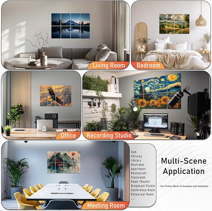 FurnoFlexArt Acoustic Panels Tiles Decorative Room Sound Proof Foam Absorbing