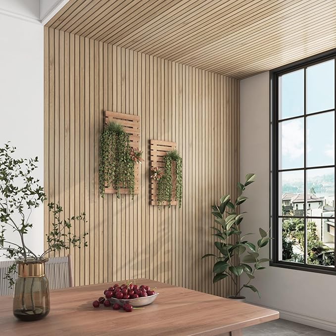 17.7x317 Slats Wood Wallpaper Peel and Stick Wood Slat Contact Paper Slat Wall