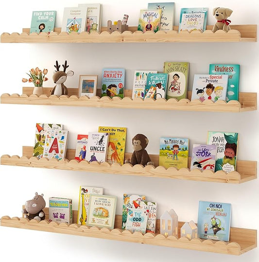 Shario Nursery Book Shelves, Scalloped Shelves, Wall Book Shelves