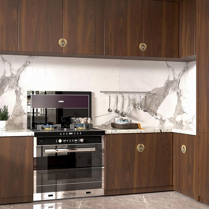 BOMENG Walnut Wood Contact Paper 16x79 inch Dark Brown Wood Wallpaper Peel and