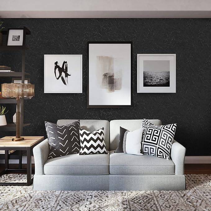 Cohoo Home Black Silk Peel and Stick Wallpaper