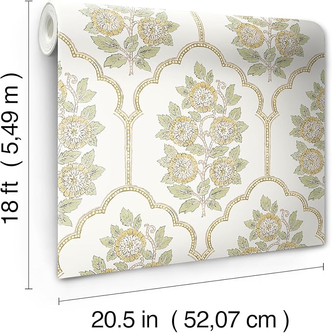 NuWallpaper x Society Social Floral Bazaar Ochre Peel and Stick Wallpaper