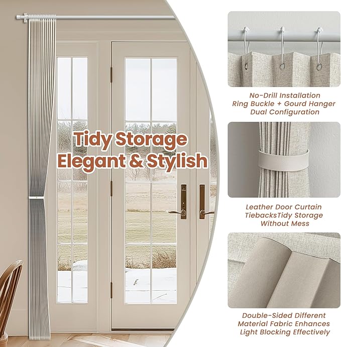 AJAZZ Blackout Accordion Door Curtain 98"x78" Cream White