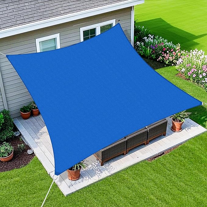 Amagenix Sun Shade Sail 18X28 Curved Edge Outdoor Shade Canopy Blue Breathable 95% UV Block Shade Cloth for Patio Garden Backyard (We Make Custom Size)