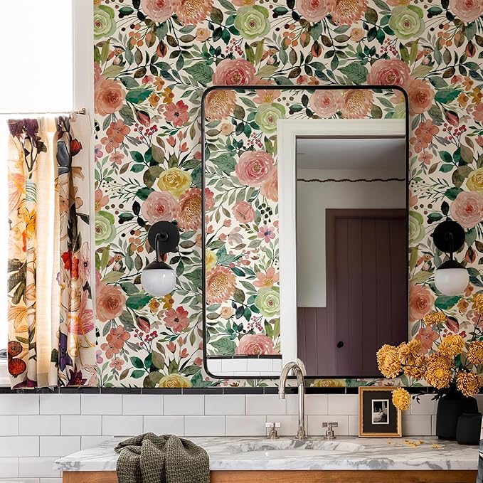 Floral Pattern Self-Adhesive Contact Paper, Oil and Water Resistant Drawer