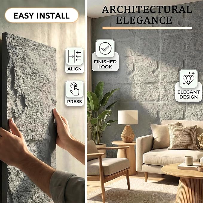 3D Faux Stone Wall Panels, 1.18" wall Panels