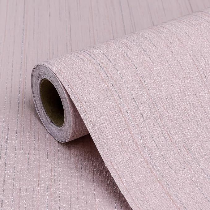 Pink Grasscloth Peel and Stick Wallpaper A Set of 23.6" X 480" Self-Adhesive