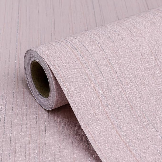 Pink Grasscloth Peel and Stick Wallpaper Textured Self-Adhesive Contact Paper A