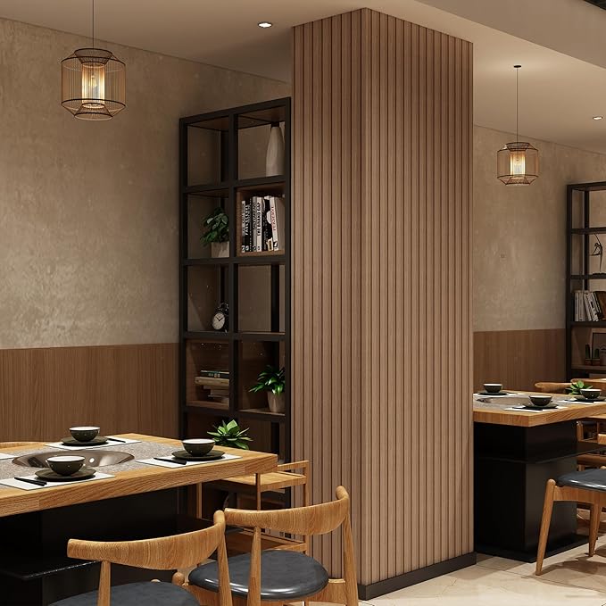 Peel and Stick PVC Slat Wall Panels, Wood Grain Self-Adhesive Soundproof