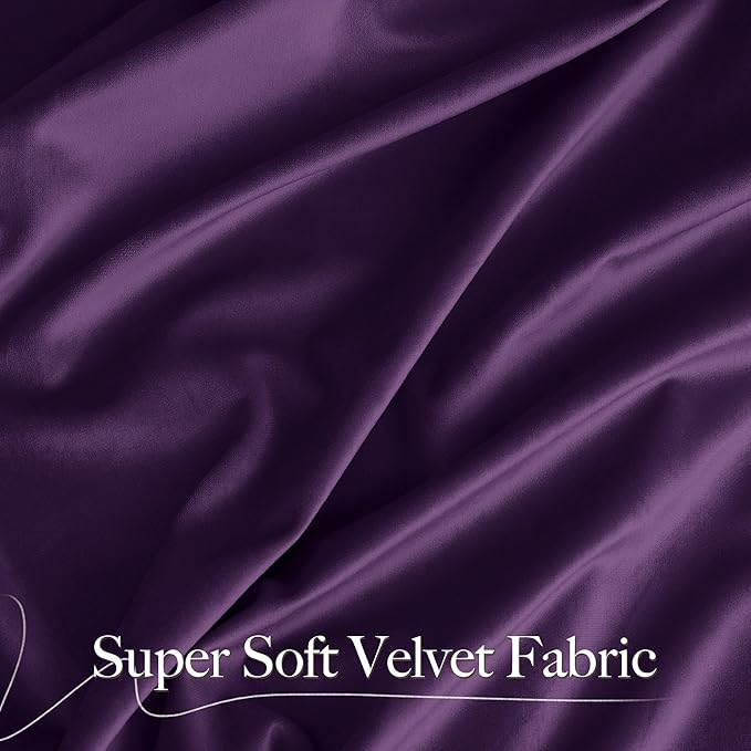 NICETOWN Purple Velvet Curtains and Drapes, Extra Long Elegant Wall Backdrop