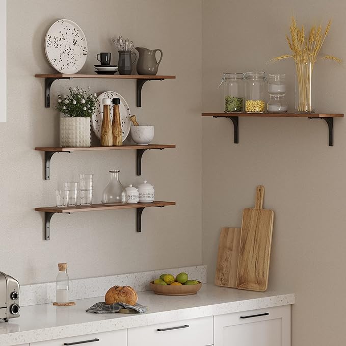 DINZI LVJ Long Wall Shelves, 23.6 Inch Wall Mounted Shelves Set of 2,