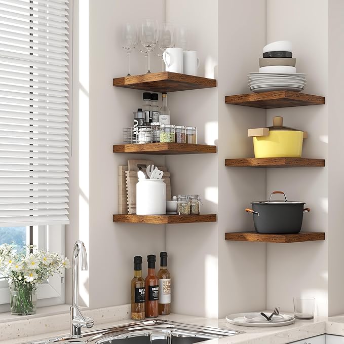 Square Floating Shelves for Wall 8"W x 8"D x 1.2"H, Small Engineered Wood Wall