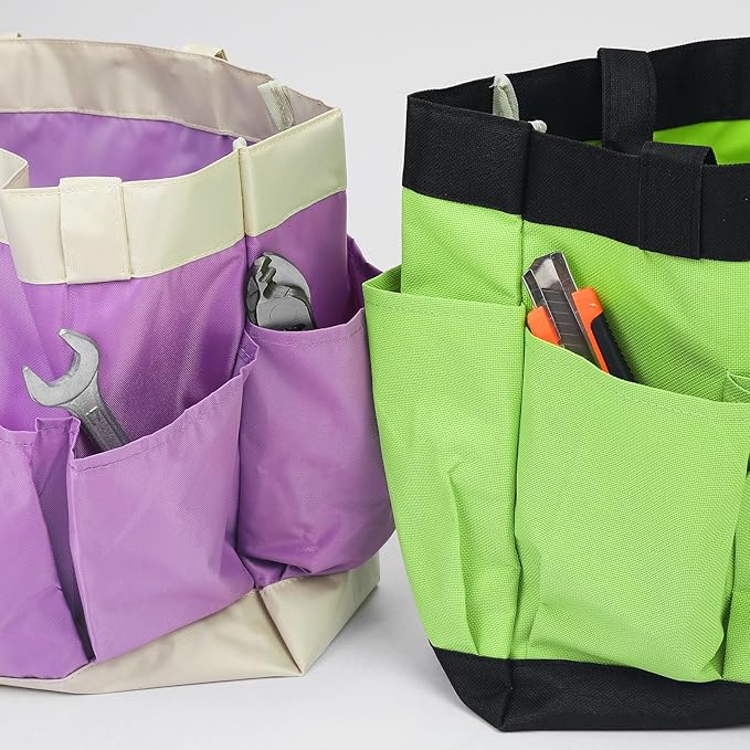 HARFINGTON Garden Tool Bag 11.2" x 5" x 11" Large Oxford Waterproof with Pockets Garden Tote Bag Gardening Plant Tool Organizer Storage Carrier Store for Outdoor Women Men, Purple
