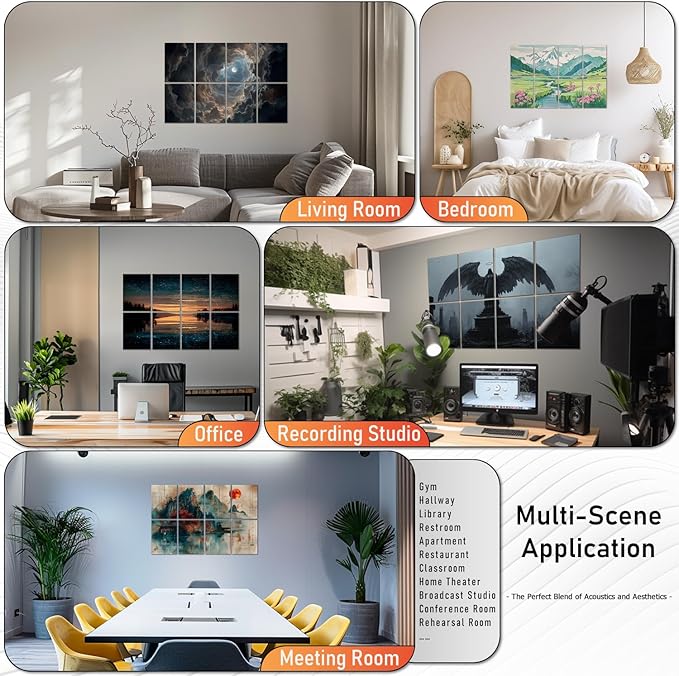 Art Acoustic Panels Tiles Decorative Room Sound Proof Foam Absorbing Panels