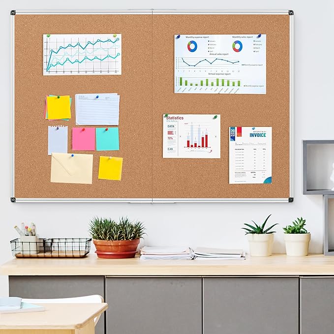 Cork Board Bulletin Board 36 x 48, Foldable Office Board