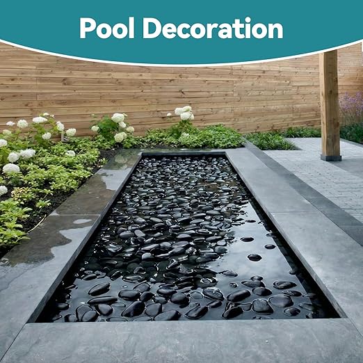40lbs Black Rocks for Planters, 2-3 Inch Decorative Rocks for Potted Plants, Polished Garden Stones for Outdoor Landscaping, Walkways, Yard, River Rocks for Flower Pots, Vase