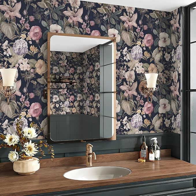 Jeweluck Vintage Floral Peel and Stick Wallpaper Floral Contact Paper 16.9" x