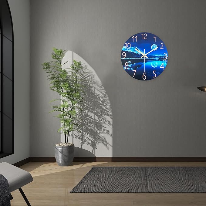 Large Wall Clocks for Living Room Decor Glass 20 Inch Analog Wall Clocks